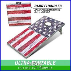 GoSports LED American Flag Cornhole Toss Boards Game Set with Bean Bags