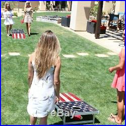 GoSports LED American Flag Cornhole Toss Boards Game Set with Bean Bags