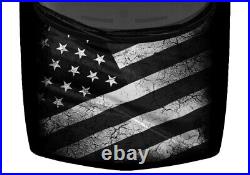 Grayscale Black Grunge USA American Flag Hood Wrap Vinyl Car Truck Graphic Decal