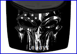 Grayscale USA American Flag Skull Grunge Truck Hood Wrap Vinyl Car Graphic Decal