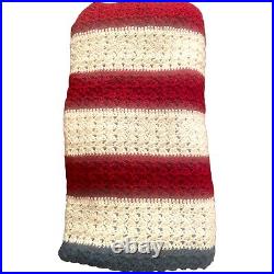 Handmade Large USA American Flag Crochet Afghan Throw Blanket 99 X 58 inches