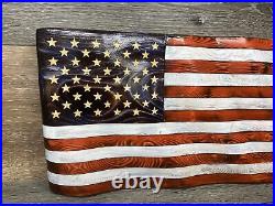 Handmade Wooden American Flag 19x10 From The Wood Flag? Guy OHIO USA