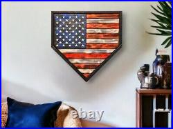 Handmade Wooden Baseball Home Plate American Flag Patriotic Decor, Home Plate