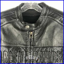 Harley-Davidson Black Genuine Embossed Leather Jacket Mens Medium
