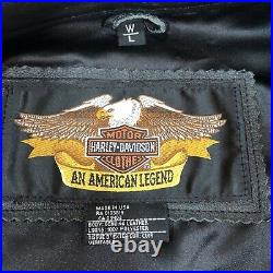 Harley Davidson Women's L Leather Jacket #1 American US Flag Cafe Racer Made USA