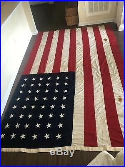 Huge! 12ft. By 8ft. Estate Found Rare Vintage Antique 48 Star U S Flag Defiance