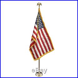 Indoor American Oak Flag Pole Kit (with Spear Or Eagle) USA Or State Military Go