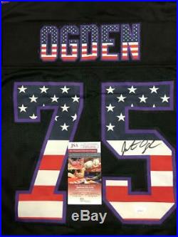 Jonathan Ogden Signed Autographed USA American Flag Custom Stat Jersey Jsa Coa