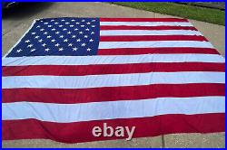 LARGE AMERICAN FLAG FOOT USA NYLON HUGE SEWN STARS (50) Almost 10 X 14 Ft EUC