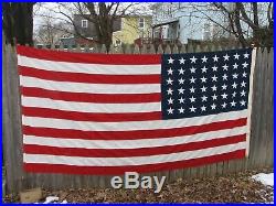 Large 48 Sewn Star & Stripe Valley Forge US Flag WWI/WWII Era American USA