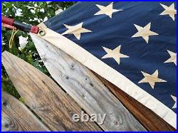 Large 48 Sewn Stripe US Flag WW1/WW2 Era American USA 8 X 4-1/2 Printed Star