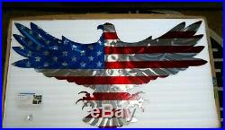 Large Metal American Flag Wall Art Sculpture Patriotic USA porch patio deck art