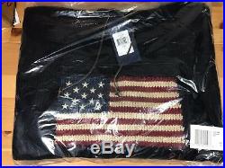 Large Polo Ralph Lauren USA American Flag Knit Navy Hooded Sweater L Hoodie