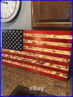 Large Rustic American Wooden Flag USA Handmade