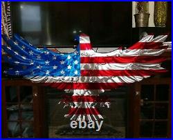 Large metal art eagle American Flag outdoor Patriotic USA made metal art decor