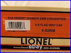 Lionel Lighted USA American Flag Tca Desert 2009 Convention Mint Car 6-52508