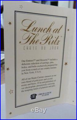 Lunch At The Ritz USA All American Flag Enamel Crystal Earrings On Menu Card