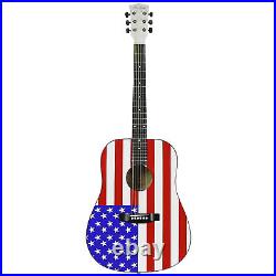 Main Street MAAF Graphic Top Dreadnought Acoustic Guitar, USA American Flag