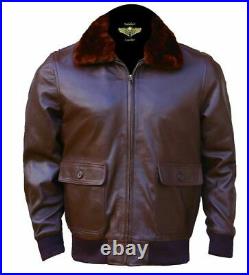 Men WWII Navy G-1 Genuine Leather Flight Bomber Jacket With Warm Quilted Lining