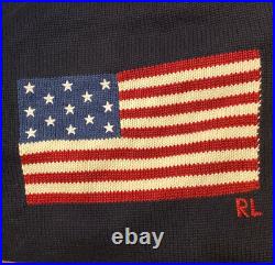 Men's Polo Ralph Lauren Mens (L) Knit American Flag Crew Neck Sweater Navy NWT
