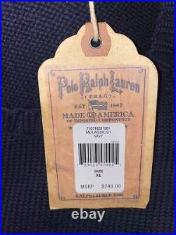 Men's Polo Ralph Lauren Mens (XL) Knit American Flag Crew Neck Sweater Navy NWT