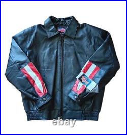 Mens American Leather Adult USA Flag Eagle Bomber Motorcycle Biker Jacket Size M