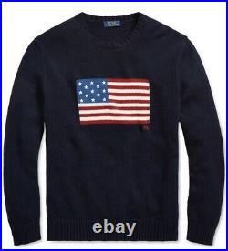 Mens Polo Ralph Lauren Crewneck Sweater USA American Flag Large NWT