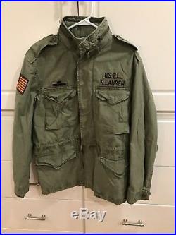 Mens Ralph Lauren Polo USA American Military Field Jacket Olive Green Large