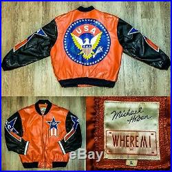 Michael Hoban Leather Jacket Motorcycle USA Eagle Vintage Men's Large