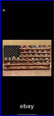 Military challenge coin holder, American flag military wood America