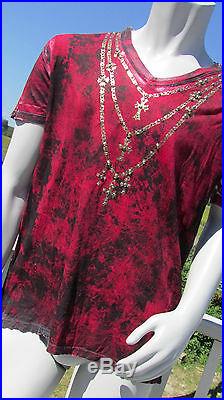 NEW L The Saints Sinphony mens t-shirt cross gold skull flag red $239 chains wow