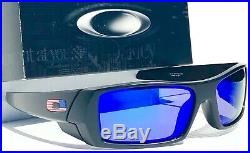 NEW OAKLEY SI GASCAN Matte BLACK w USA Flag POLARIZED Galaxy Blue Sunglass 9014