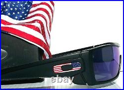 NEW Oakley BATWOLF Black Matte USA Flag POLARIZED Galaxy Blue Sunglass 9101-59