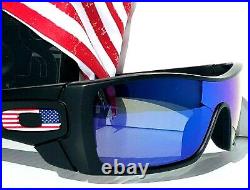 NEW Oakley BATWOLF Black Matte USA Flag POLARIZED Galaxy Blue Sunglass 9101-59