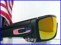 NEW Oakley BATWOLF Black Matte USA Flag POLARIZED Galaxy Ruby Sunglass 910135
