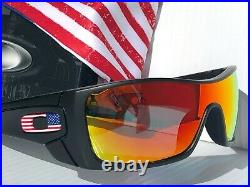 NEW Oakley BATWOLF Black Matte USA Flag POLARIZED Galaxy Ruby Sunglass 910135