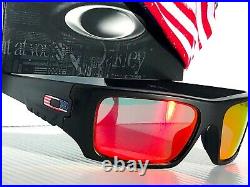 NEW Oakley Det Cord Black Matte USA Flag POLARIZED Galaxy Ruby Sunglass 9253-11