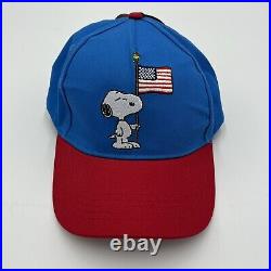 NEW Peanuts Snoopy American Flag USA Blue Red Hat Cap July 4 Patriotic Snapback