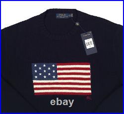 NEW Polo Ralph Lauren Sweater! Medium Huge US Flag Made in USA RARE