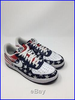 NIKE AIR FORCE 1 LOW INDEPENDENCE DAY USA 488298 425 RED NAVY WHITE FLAG Size 11