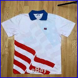 NIKE John McEnroe American USA flag Polo VINTAGE Tennis Shirt Men Large Rare
