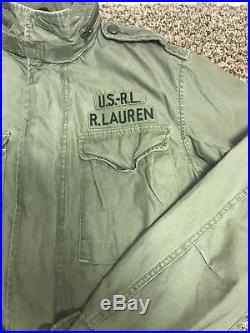 NWT Mens Ralph Lauren Polo USA American Military Field Jacket Olive Green Large