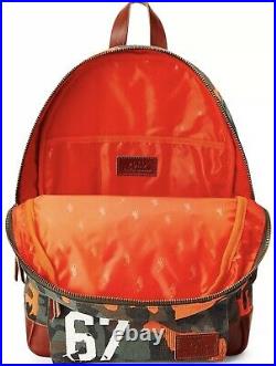 NWT POLO RALPH LAUREN Orange Camo Canvas Backpack Roaring Tiger & Flag Patch