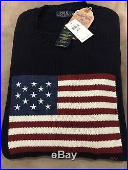 NWT Polo Ralph Lauren Mens Iconic American Flag Sweater Size 2XLT Navy $288 USA