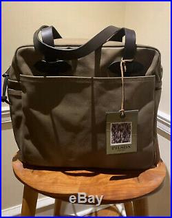 New! $225 RARE Sepia Brown Filson Rugged Twill Tote With Zipper bag. Made In USA