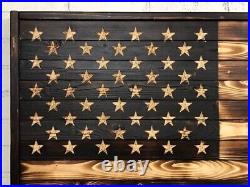 New AMERICAN FLAG with Frame, Hand Carved, Veteran Made, Military Gift, America