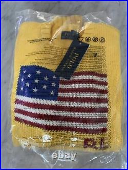 New Genuine Polo Ralph Lauren USA American Flag Yellow Knit Size S Jumper