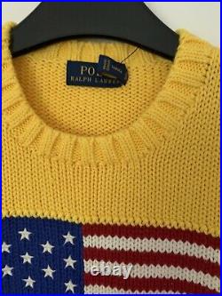 New Genuine Polo Ralph Lauren USA American Flag Yellow Knit Size S Jumper