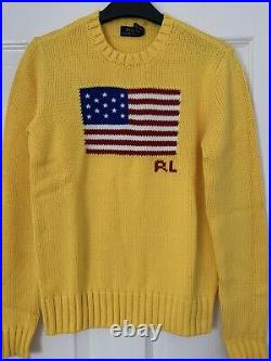 New Genuine Polo Ralph Lauren USA American Flag Yellow Knit Size XS Jumper