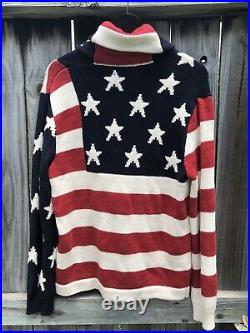 New M Polo Ralph Lauren USA Cardigan Sweater Linen America Flag Stars Stripes 67
